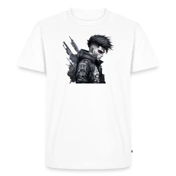 Cyberpunk Boy Cyborg Humanoid Android - Men's Premium Organic T-Shirt - white - Front - Nico (187cm)