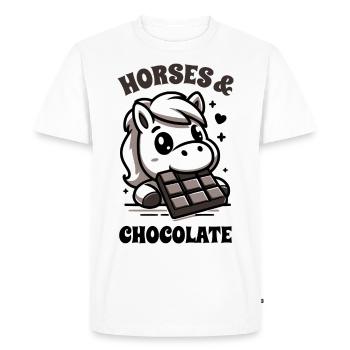 Horses and Chocolate Saying - Men's Premium Organic T-Shirt - white - Front - Nico (187cm)