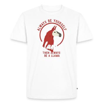 Llama animal spit vintage gift zoo alpaca - Men's Premium Organic T-Shirt - white - Front - Nico (187cm)