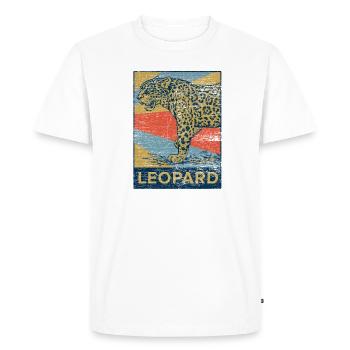 Leopard Safari Katze Tier Geschenk Afrika vintage - Männer Premium Bio T-Shirt - Weiß - Vorne - Nico (187cm)