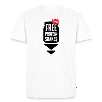 Egg white shakes - Men's Premium Organic T-Shirt - white - Front - Nico (187cm)