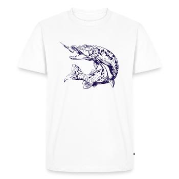 Angler - Pike - Prédateur - Esox - T-shirt Premium bio Homme - blanc - Devant - Nico (187cm)