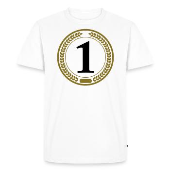 Medal, Award, Trophy, Win, Sports, Wreath, 1, One - T-shirt Premium bio Homme - blanc - Devant - Nico (187cm)
