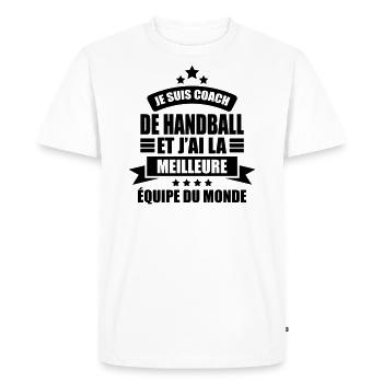 je suis coach de handball j'ai la meilleure équipe - T-shirt Premium bio Homme - blanc - Devant - Nico (187cm)