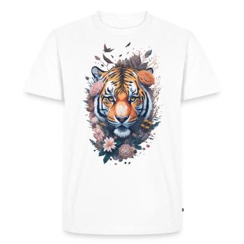 Chat tigre Prédateur Nature Grand Chat Nature Nature sauvage - T-shirt Premium bio Homme - blanc - Devant - Nico (187cm)