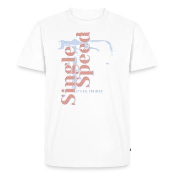 T-shirt Vélo Single Speed – Design Rétro - T-shirt Premium bio Homme - blanc - Devant - Nico (187cm)