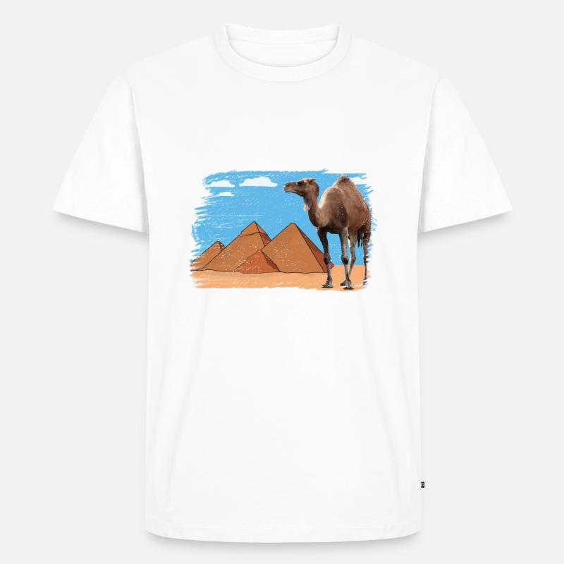Kamel vor Pyramiden - Männer Premium Bio T-Shirt - Weiß