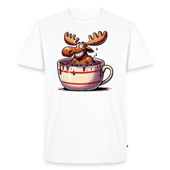 Moose reindeer bathes in cup of hot chocolate - Men's Premium Organic T-Shirt - white - Front - Nico (187cm)