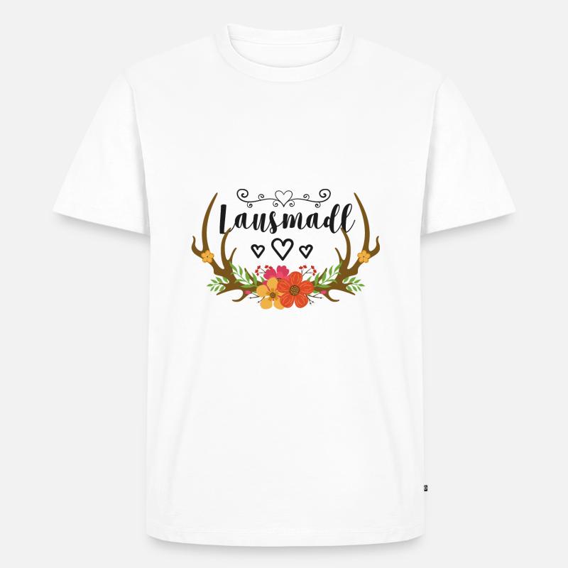 Lausmadl | Trachten Mode Dirndl - Männer Premium Bio T-Shirt - Weiß