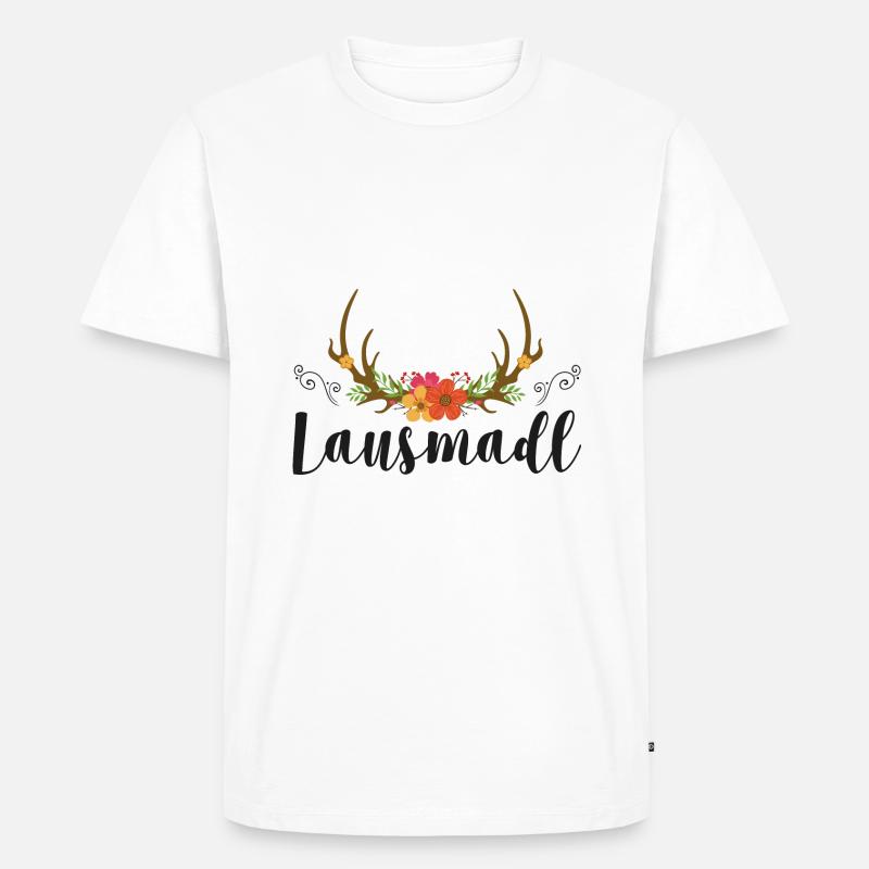 Lausmadl | Trachten Mode Dirndl - Männer Premium Bio T-Shirt - Weiß