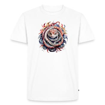 Snake Mandala – The Spiral of Nature - Men's Premium Organic T-Shirt - white - Front - Nico (187cm)