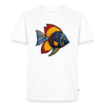 motif de broderie de poisson tropical coloré - T-shirt Premium bio Homme - blanc - Devant - Nico (187cm)