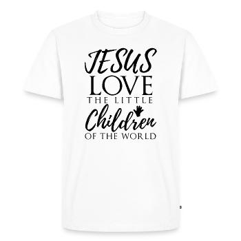 Devenir comme les enfants, Christian, Jésus - T-shirt Premium bio Homme - blanc - Devant - Nico (187cm)