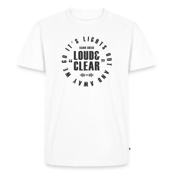 "Radio Check, Loud and Clear" Grand Prix Design - Men's Premium Organic T-Shirt - white - Front - Nico (187cm)