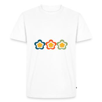 Motif Fleur Années 70 - T-shirt Premium bio Homme - blanc - Devant - Nico (187cm)