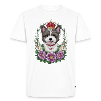 Cute Lion Dog with Flowers and Crown - Men's Premium Organic T-Shirt - white - Front - Nico (187cm)