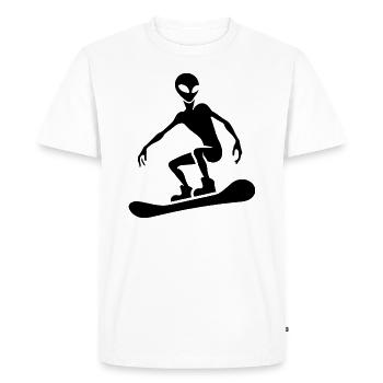 Minimalist Design: Alien Snowboarder - Men's Premium Organic T-Shirt - white - Front - Nico (187cm)