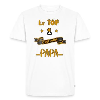 top 1 papa fete des pere meilleur papa cadeau pere - T-shirt Premium bio Homme - blanc - Devant - Nico (187cm)