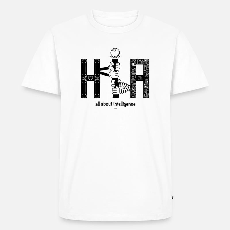 Human vs Artificial Intelligence KI - Männer Premium Bio T-Shirt - Weiß