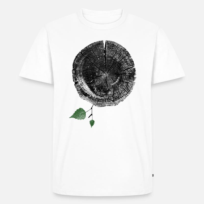 Baumstamm mit Blatt - Männer Premium Bio T-Shirt - Weiß