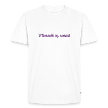 Phrase Thank you, next Ariana Grande violet - Men's Premium Organic T-Shirt - white - Front - Nico (187cm)