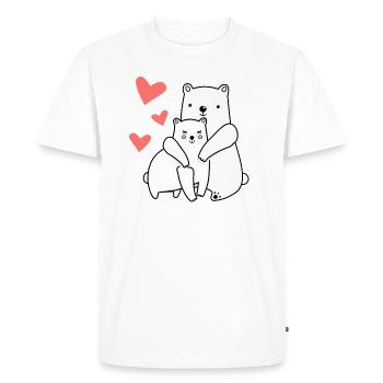 Polar Bear Couple Couples Love Snuggle Mom Dad Child - Men's Premium Organic T-Shirt - white - Front - Nico (187cm)