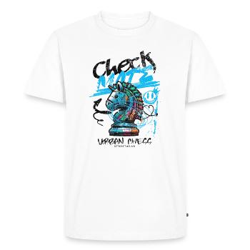 "Urban Checkmate" - Men's Premium Organic T-Shirt - white - Front - Nico (187cm)