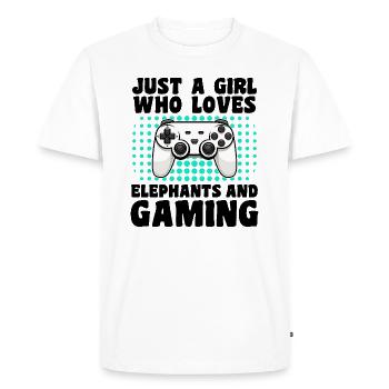 Gamer & Elephants Video Games & Majestic Power - Men's Premium Organic T-Shirt - white - Front - Nico (187cm)
