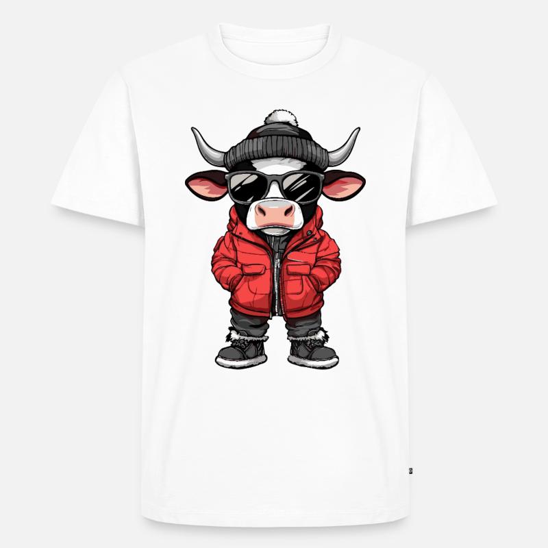 Kuh Cool Comic - Männer Premium Bio T-Shirt - Weiß