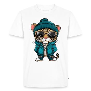 Leopard Cool Comic - Men's Premium Organic T-Shirt - white - Front - Nico (187cm)