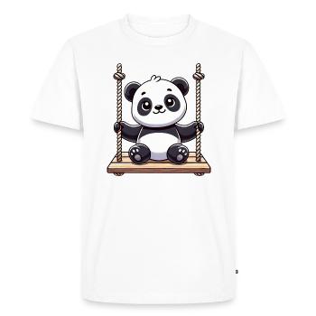 Mignon Panda Swing Dessin Animé Design - T-shirt Premium bio Homme - blanc - Devant - Nico (187cm)