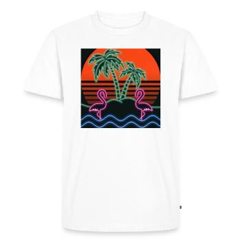 Neon Flamingo Island - T-shirt Premium bio Homme - blanc - Devant - Nico (187cm)