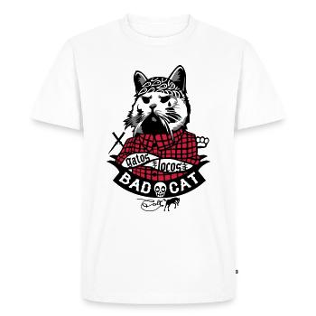 Bad Cat - Gatos Locos - T-shirt Premium bio Homme - blanc - Devant - Nico (187cm)