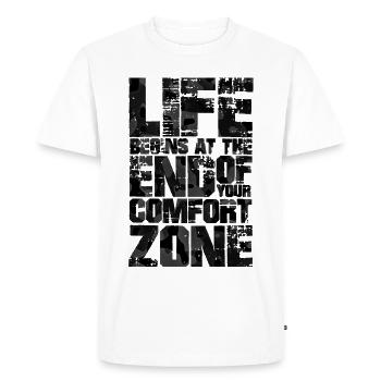 le live commence à la fin de votre zone de confort s - T-shirt Premium bio Homme - blanc - Devant - Nico (187cm)
