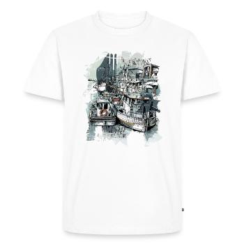 Au vieux marché aux poissons du ruisseau - T-shirt Premium bio Homme - blanc - Devant - Nico (187cm)