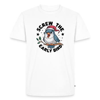 The early bird can take me - Men's Premium Organic T-Shirt - white - Front - Nico (187cm)