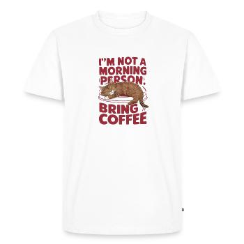Je ne suis pas du matin. Apportez du café. - T-shirt Premium bio Homme - blanc - Devant - Nico (187cm)