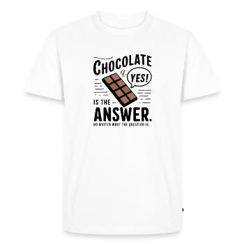 Chocolate is the answer. No matter what the question is - Men's Premium Organic T-Shirt - white - Front - Nico (187cm)