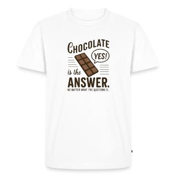 Chocolate is the answer. No matter what the question is - Men's Premium Organic T-Shirt - white - Front - Nico (187cm)