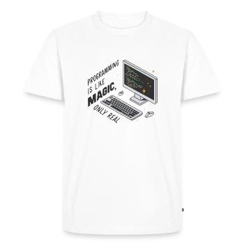 Programming is like magic, only real. - Men's Premium Organic T-Shirt - white - Front - Nico (187cm)