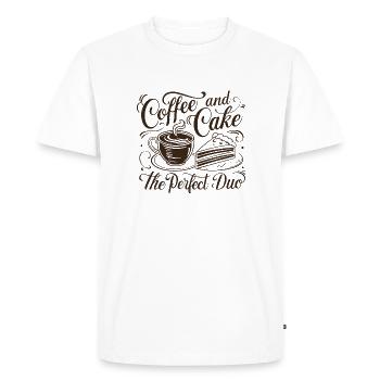 Café et gâteau – le duo parfait. - T-shirt Premium bio Homme - blanc - Devant - Nico (187cm)