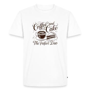 Café et gâteau – le duo parfait. - T-shirt Premium bio Homme - blanc - Devant - Nico (187cm)