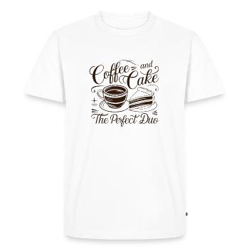 Coffee and cake – the perfect duo. - Men's Premium Organic T-Shirt - white - Front - Nico (187cm)