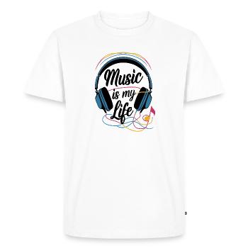 La musique, c’est ma vie - T-shirt Premium bio Homme - blanc - Devant - Nico (187cm)