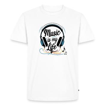 La musique, c’est ma vie - T-shirt Premium bio Homme - blanc - Devant - Nico (187cm)
