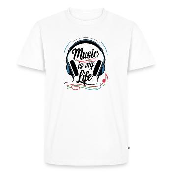 La musique, c’est ma vie - T-shirt Premium bio Homme - blanc - Devant - Nico (187cm)