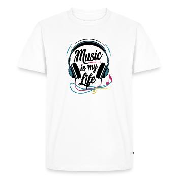 La musique, c’est ma vie - T-shirt Premium bio Homme - blanc - Devant - Nico (187cm)