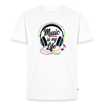 La musique, c’est ma vie - T-shirt Premium bio Homme - blanc - Devant - Nico (187cm)