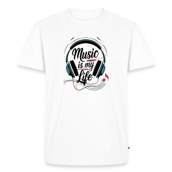 La musique, c’est ma vie - T-shirt Premium bio Homme - blanc - Devant - Nico (187cm)