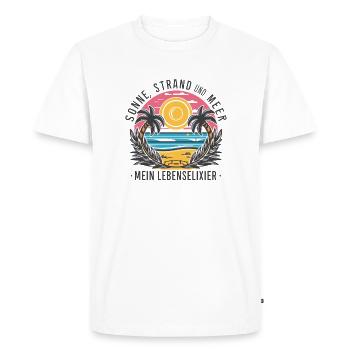 Le soleil, la plage et la mer - mon élixir de vie - T-shirt Premium bio Homme - blanc - Devant - Nico (187cm)